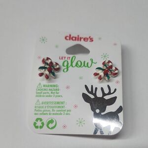 Claire's Candy Cane Earrings - Red and Green Let it Glow